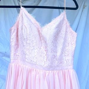 Light pink weddington way bridesmaid dress.